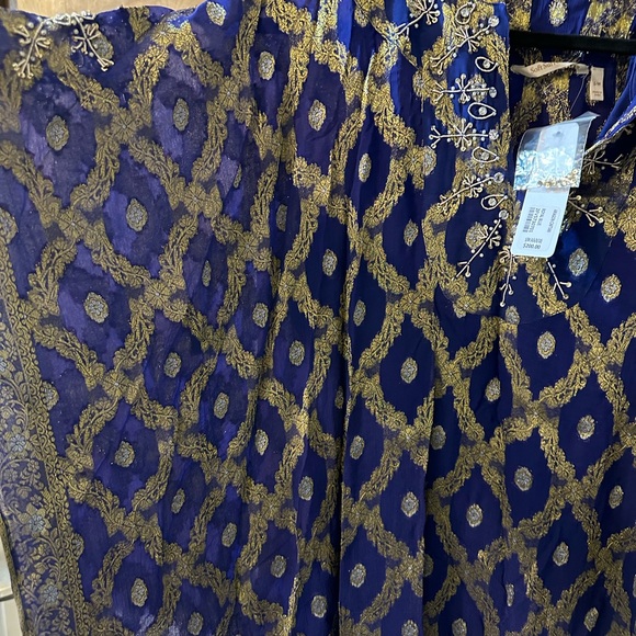 Soft Surroundings Blue and Gold Embroidered Top - Picture 2 of 6